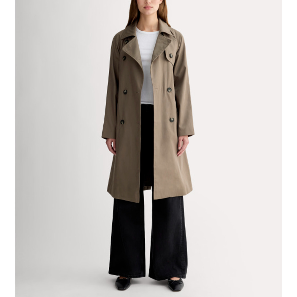 Everlane Khaki Double-Breasted Trench Coat
